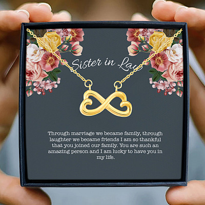 Alternative view of Sister In Law Through Marriage We Became Family Infinity Heart Pendant Necklace - Gift For Sister-In-Law