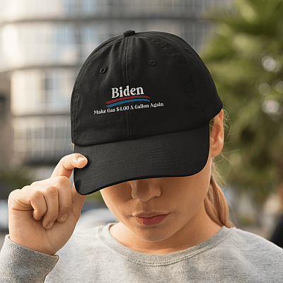 Alternative view of Biden Make Gas $4.00 A Gallon Again Twill Cap - Anti Biden Hat - Joe Biden Not My President Snapback Hat