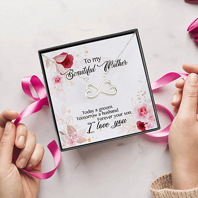 Alternative view of To My Beautiful Mother Forever Your Son Infinity Heart Pendant Necklace