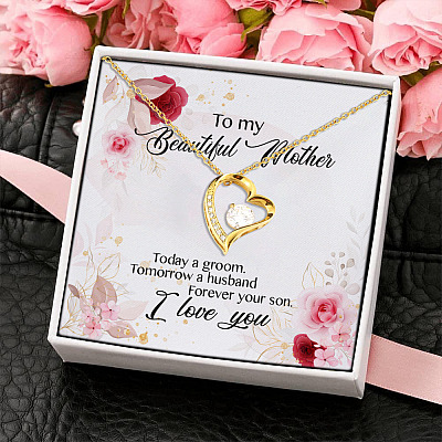 To My Beautiful Mother Forever Your Son Forever Love Pendant Necklace