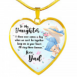 To My Daughter Keep Me In Your Heart Love Dad Heart Pendant Necklace - Daughter Necklace From Dad - Heart Luxury Necklace (Gold Plated)