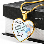 To My Daughter Keep Me In Your Heart Love Dad Heart Pendant Necklace - Daughter Necklace From Dad - Heart Luxury Necklace (Gold Plated)