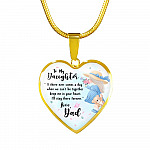 To My Daughter Keep Me In Your Heart Love Dad Heart Pendant Necklace - Daughter Necklace From Dad - Heart Luxury Necklace (Gold Plated)