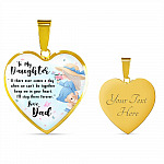 To My Daughter Keep Me In Your Heart Love Dad Heart Pendant Necklace - Daughter Necklace From Dad - Heart Luxury Necklace (Gold Plated)