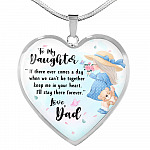 To My Daughter Keep Me In Your Heart Love Dad Heart Pendant Necklace - Daughter Necklace From Dad - Heart Luxury Necklace (Silver)