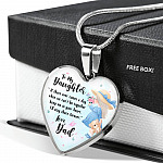 To My Daughter Keep Me In Your Heart Love Dad Heart Pendant Necklace - Daughter Necklace From Dad - Heart Luxury Necklace (Silver)