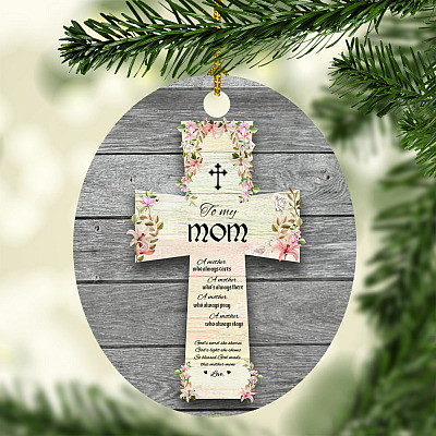 To My Loving Mom Decorative Christmas Ornament Keepsake - Holiday Flat Oval Ornament