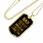 Dad Thank You For Walking By My Side Dog Tag Pendant Necklace - Love You Dad Necklace - Dog Tag (Gold Plated)