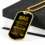 Dad Thank You For Walking By My Side Dog Tag Pendant Necklace - Love You Dad Necklace - Dog Tag (Gold Plated)