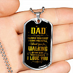 Dad Thank You For Walking By My Side Dog Tag Pendant Necklace - Love You Dad Necklace - Dog Tag (Silver)