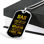 Dad Thank You For Walking By My Side Dog Tag Pendant Necklace - Love You Dad Necklace - Dog Tag (Silver)