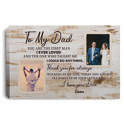 Custom Photo Forever Your Little Girl Wrapped Framed Canvas Prints - Unframed Poster - Dad Gift Personalized, White, 0.75'' Framed Canvas