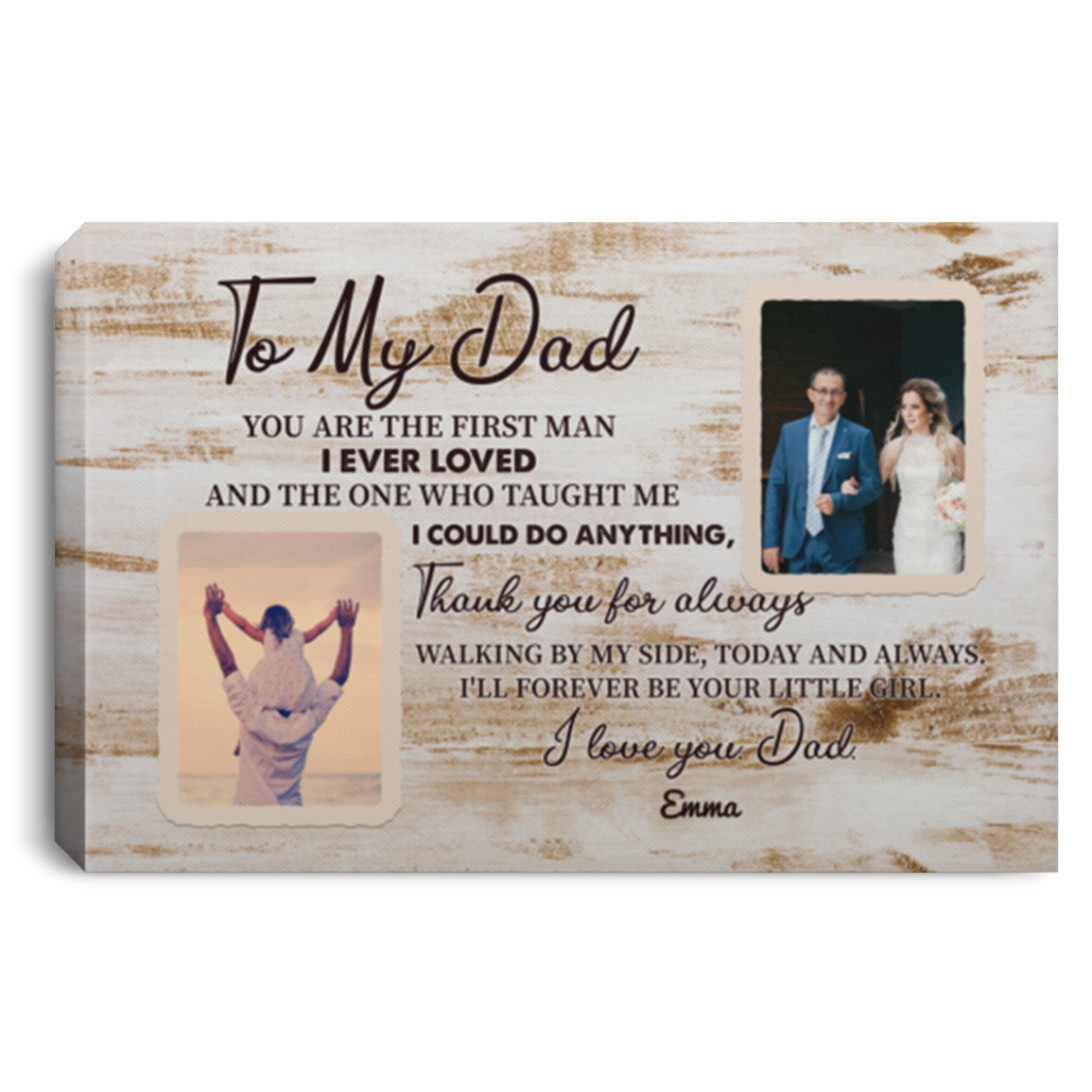 Custom Photo Forever Your Little Girl Wrapped Framed Canvas Prints - Unframed Poster - Dad Gift Personalized, White, 0.75'' Framed Canvas