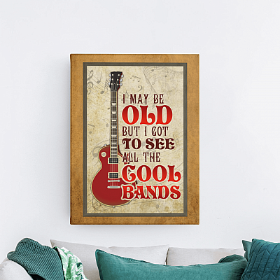 Alternative view of I Maybe Old but I Got to See All the Cool Bands Retro Vintage Wrapped Framed Canvas Prints - Unframed Poster