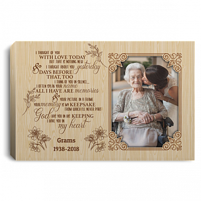 I Though Of You With Love Today Custom Photo Framed Canvas - I Thought About You Yesterday Unframed Poster, White, 0.75'' Framed Canvas