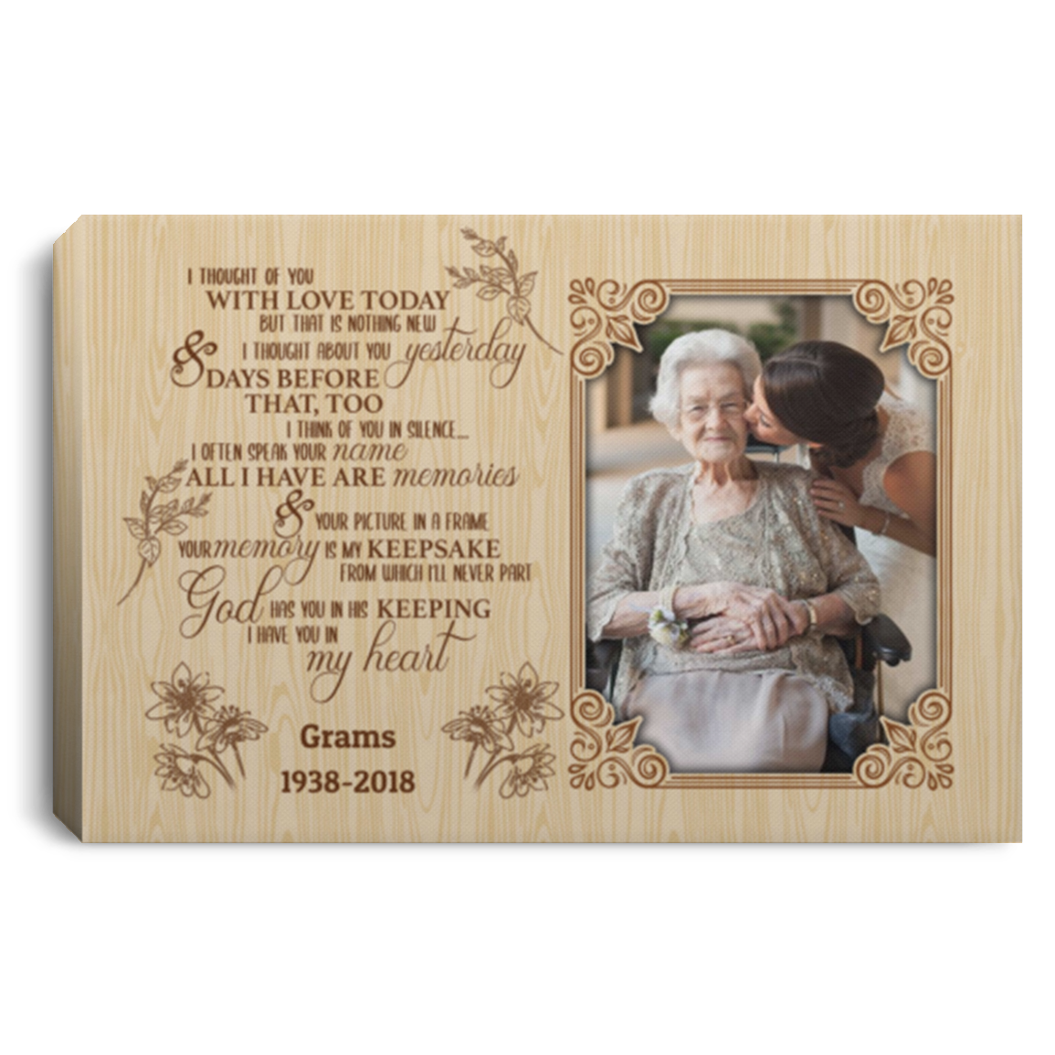 I Though Of You With Love Today Custom Photo Framed Canvas - I Thought About You Yesterday Unframed Poster, White, 0.75'' Framed Canvas