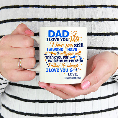 Alternative view of Personalized Thank You Dad For Walking By My Side Coffee Mug - Beer Stein - Water Bottle - Color Changing Mug