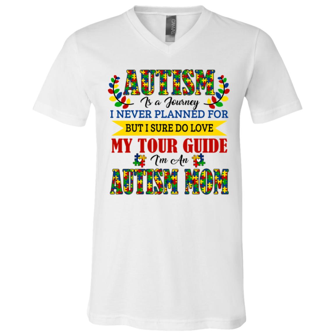 autism tee, White, V-Neck T-Shirt