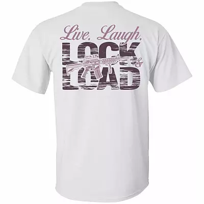 Live Laugh Lock Load, White, Unisex T-Shirt