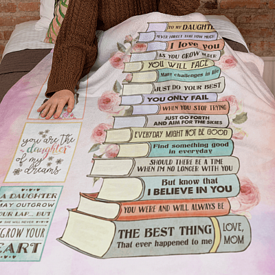 Alternative view of Books to My Daughter Never Forget that How Much I Love You Fleece Blanket - Mink Blanket - Woven Blanket