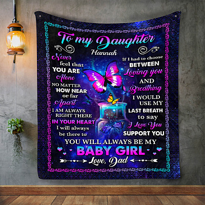 Alternative view of Personalized to My Daughter You Will Always Be My Baby Girl - Gift for Daughter from Dad Fleece Blanket