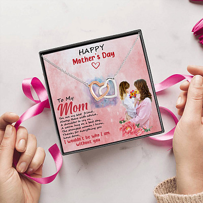 Alternative view of To My Mom You Are My Best Friend Always There with Advice Interlocking Hearts-Happy Mother's Day Necklace