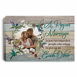 Personalized Photo A Perfect Marriage Is Just Two Imperfect People Framed Canvas Prints - Unframed Poster, White, 0.75'' Framed Canvas