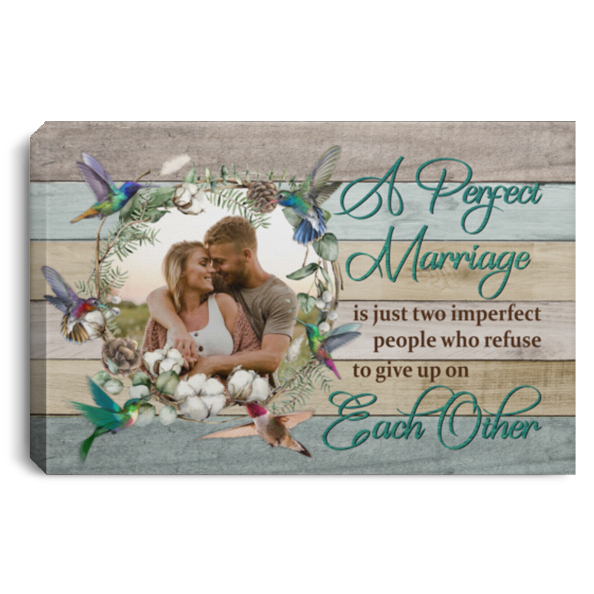 Personalized Photo A Perfect Marriage Is Just Two Imperfect People Framed Canvas Prints - Unframed Poster, White, 0.75'' Framed Canvas
