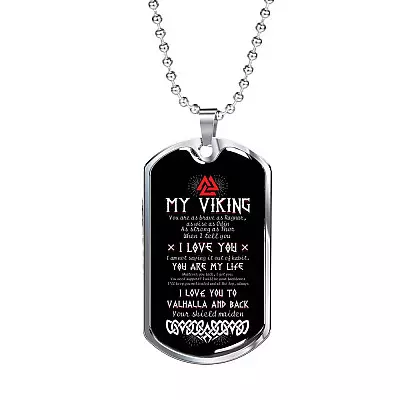Shieldmaiden To My Viking You Are As Brave As Ragnar I Love You To Valhalla And Back Dog Tag Pendant Necklace - Dog Tag (Silver)