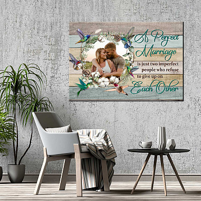 Alternative view of Personalized Photo A Perfect Marriage Is Just Two Imperfect People Framed Canvas Prints - Unframed Poster
