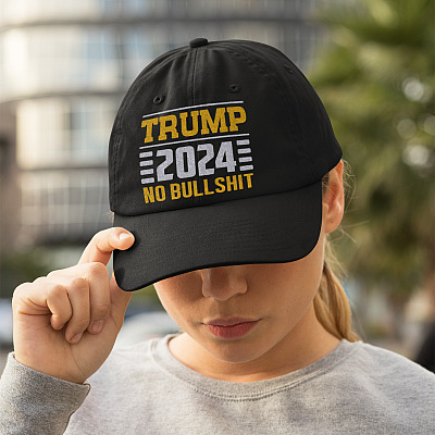 Alternative view of Trump 2024 No More Bullshit Anti Biden Twill Cap - Joe Biden Not My President Snapback Hat