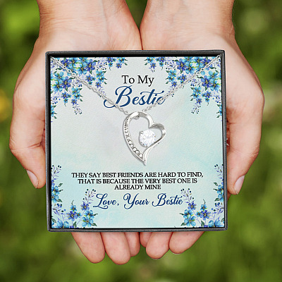 Alternative view of To My Bestie They Say Best Friends Are Hard To Find Forever Love Heart Pendant Necklace - Bestie Gifts