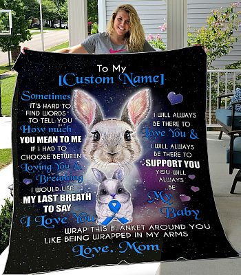 Alternative view of Personalized You Will Always Be My Baby Blue Ribbon Fleece Blanket - Sherpa Blanket - Woven Blanket