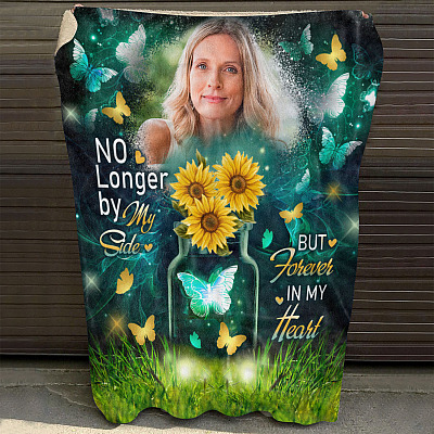 Alternative view of Custom Photo No Longer By My Side But Forever In My Heart Fleece Blanket - Mink Blanket - Woven Blanket
