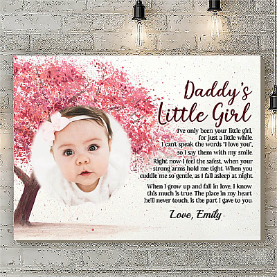 Alternative view of Personalized Photo Daddy's Little Girl Gallery Wrapped Framed Canvas Prints-Poster-Home Decor Wall Art