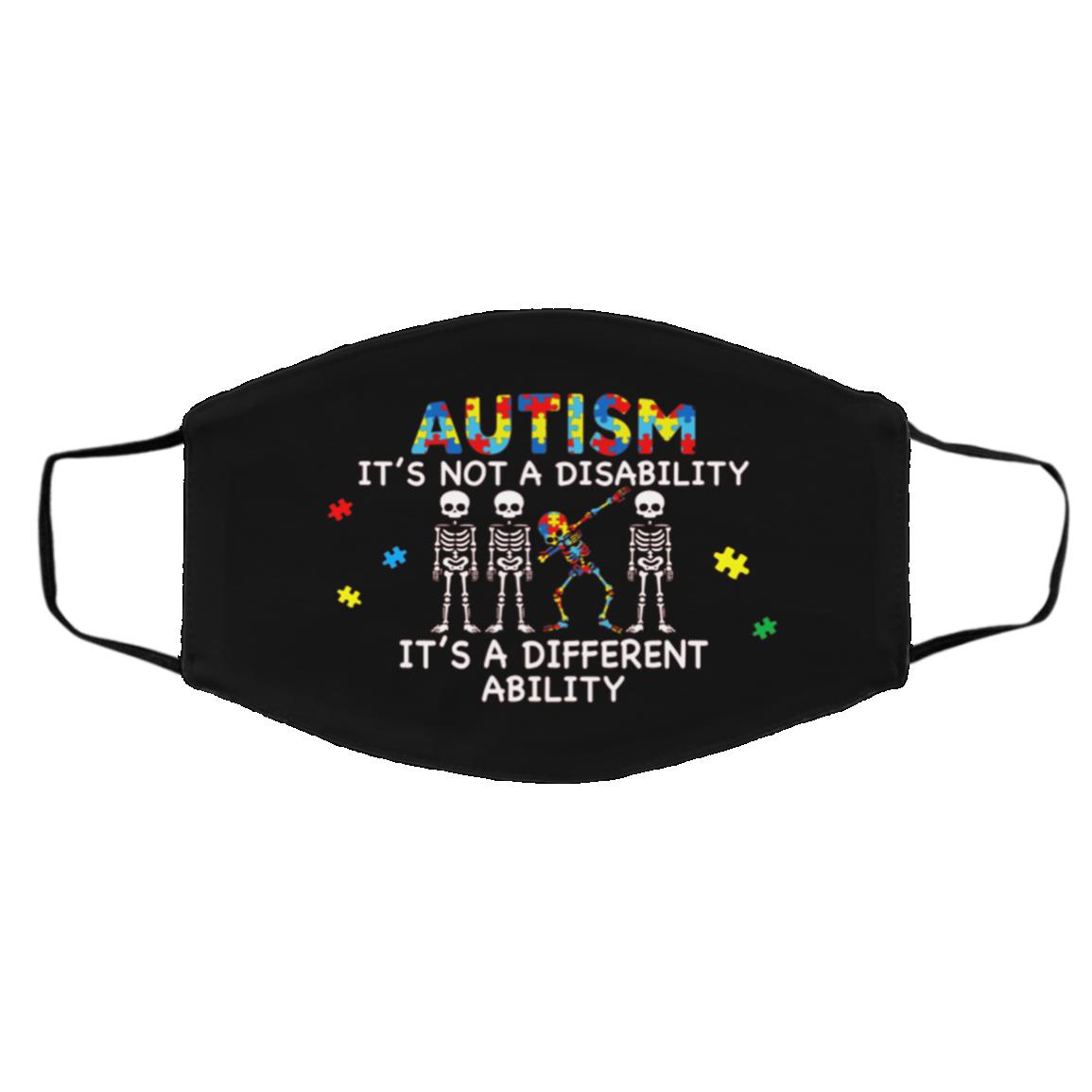 Autism It's Not A Disability It's A Face Mask, Black, Cloth Face Cover – Medium/Large Autism It's Not A Disability It's A Face Mask, Black, Cloth Face Cover – Medium/Large