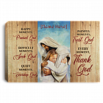 Personalized Jesus Hugs Happy Moments Praise God Difficult Moments Seek God Framed Canvas - Unframed Poster, White, 0.75'' Framed Canvas
