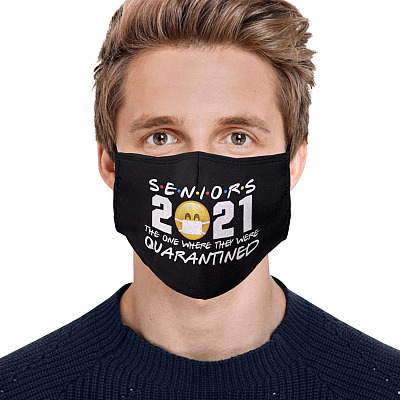 Alternative view of Seniors 2021 the One Where They Were Quarantined - Graduation Gift Custom Printed Cloth Face Mask Cover