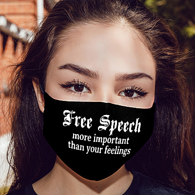 Alternative view of Freedom Speech Important than Your Feelings Washable Reusable Custom Printed Cloth Face Mask Cover