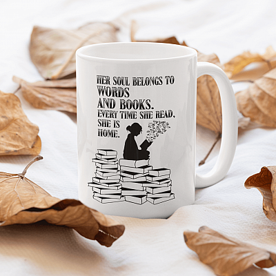 Alternative view of Her Soul Belongs To Words And Books Every Time She Reads She Is Home Coffee Mug - Book Lover Travel Mug