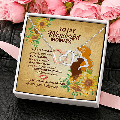 To My Wonderful Mommy Soon To Be Quotes From Your Baby Bump Newborn Interlocking Hearts Message Card Necklace