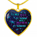 I'll Hold You In My Heart Until I Hold You In Heaven Memorial Beloved Dragonfly Galaxy Heart Pendant Necklace - Heart Luxury Necklace (Gold Plated)