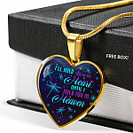 I'll Hold You In My Heart Until I Hold You In Heaven Memorial Beloved Dragonfly Galaxy Heart Pendant Necklace - Heart Luxury Necklace (Gold Plated)