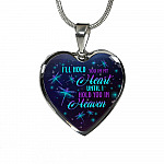 I'll Hold You In My Heart Until I Hold You In Heaven Memorial Beloved Dragonfly Galaxy Heart Pendant Necklace - Heart Luxury Necklace (Silver)