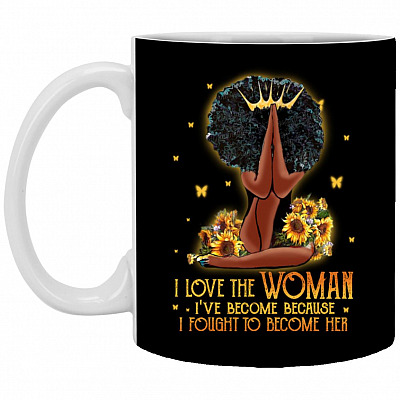 afro mug, Black, 11 oz. White Mug