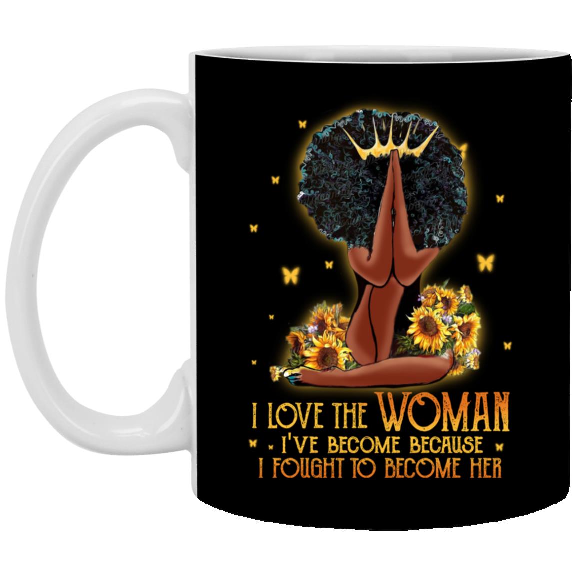 afro mug, Black, 11 oz. White Mug