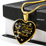 I'll Hold You In My Heart Until I Hold You In Heaven Memorial Beloved Butterfly Galaxy Heart Pendant Necklace - Heart Luxury Necklace (Gold Plated)
