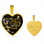 I'll Hold You In My Heart Until I Hold You In Heaven Memorial Beloved Butterfly Galaxy Heart Pendant Necklace - Heart Luxury Necklace (Gold Plated)