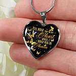 I'll Hold You In My Heart Until I Hold You In Heaven Memorial Beloved Butterfly Galaxy Heart Pendant Necklace - Heart Luxury Necklace (Silver)
