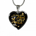 I'll Hold You In My Heart Until I Hold You In Heaven Memorial Beloved Butterfly Galaxy Heart Pendant Necklace - Heart Luxury Necklace (Silver)